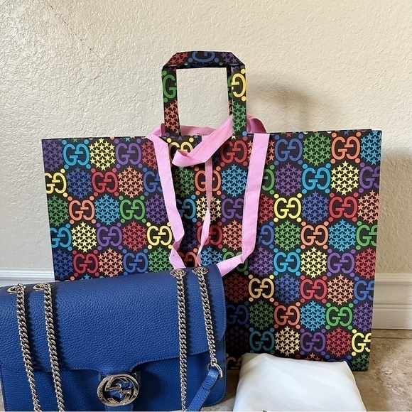 NEW authentic GUCCI Medium Dollar Interlocking G leather Shoulder Bag - Picture 7 of 13